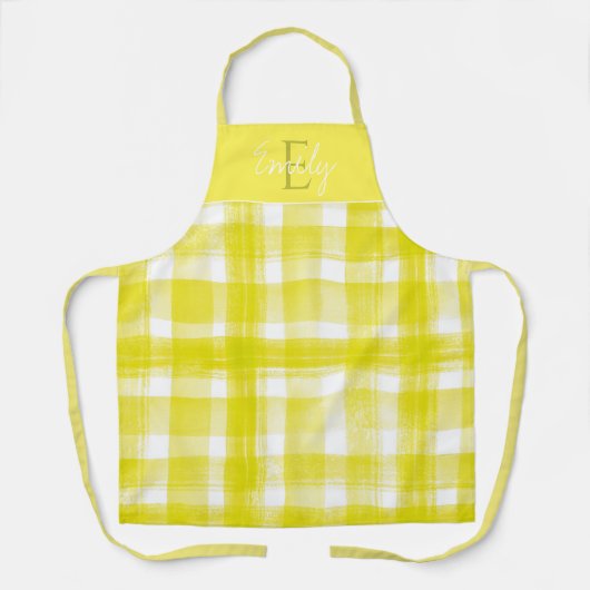 Tablier Élégant mignon jaune vif blanc plaid Noël (Recto)
