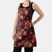 Tablier Elégant modèle floral bordeaux or (Insitu)