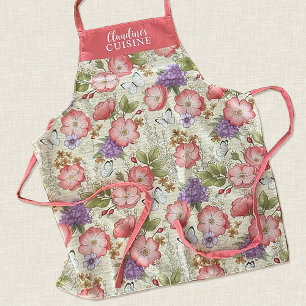 Tablier Élégant modèle floral rose