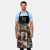 Tablier Elégant moderne Black White Famille Photo Collage (Porté)