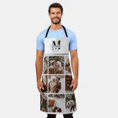Tablier Elégant moderne Black White Famille Photo Collage (Porté)