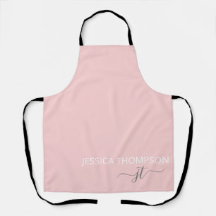 Tablier Élégant Moderne Monogramme Personnalisé Nom Rose P