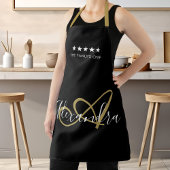 Tablier Élégant Monogram Black Gold Script meilleur nom de