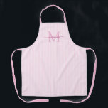 Tablier Elegant Monogram Name Pink Stripe<br><div class="desc">Add a touch of elegance to everyday cooking and baking with this feminine personalized apron. Featuring a soft pink and white striped background, this stylish apron is beautifully finished with your initial and name in a fancy script font, creating a timeless and sophisticated look. Perfect for home cooks, bakers, entertainers,...</div>