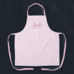 Tablier Elegant Monogram Name Pink Stripe<br><div class="desc">Add a touch of elegance to everyday cooking and baking with this feminine personalized apron. Featuring a soft pink and white striped background, this stylish apron is beautifully finished with your initial and name in a fancy script font, creating a timeless and sophisticated look. Perfect for home cooks, bakers, entertainers,...</div>