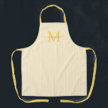 Tablier Elegant Monogram Name Yellow Stripe<br><div class="desc">Add a touch of elegance to everyday cooking and baking with this feminine personalized apron. Featuring a soft yellow and white striped background, this stylish apron is beautifully finished with your initial and name in a fancy script font, creating a timeless and sophisticated look. Perfect for home cooks, bakers, entertainers,...</div>