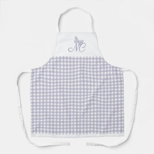 Tablier Élégant Monogram Pastel Lavender En vichy Chèques