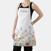 Tablier Elegant Monogram Watercolor Colorful Wildflower (Insitu)