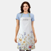 Tablier Elegant Monogram Watercolor Colorful Wildflower (Porté)