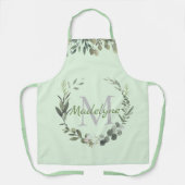 Tablier Elégant Monogramme Aquarelle Botanique (Recto)