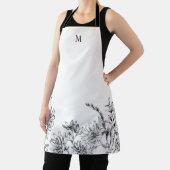 Tablier Elégant Monogramme Blanc Floral Vin Apron (Insitu)