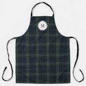 Tablier Élégant Monogramme bleu marine et vert (Recto)