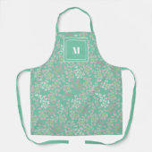 Tablier Élégant monogramme de feuilles vert menthe et arge (Recto)