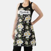 Tablier Élégant Monogramme noir et blanc Motif de margueri (Insitu)