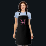 Tablier Élégant Monogramme rose noir Girly Feminine Script<br><div class="desc">Simple Black Magenta Hot Pink Monogramme Élégant Feminine Script Apron</div>