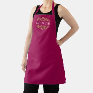 Tablier Élégant Monogramme rose Valentines Jour Apron