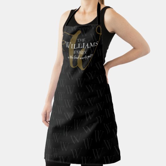 Tablier élégant monogrammed noir élégant (Insitu)