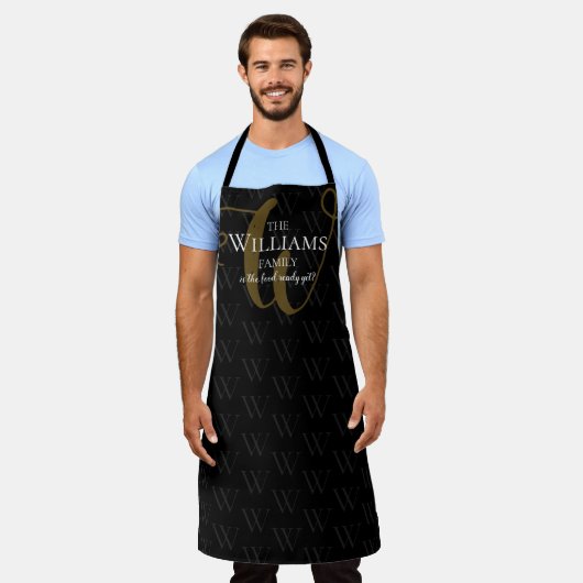 Tablier élégant monogrammed noir élégant (Porté)