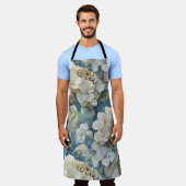 Tablier Elégant moody bleu poussiéreux flores d'aquarelle (Porté)
