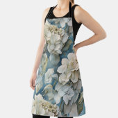 Tablier Elégant moody bleu poussiéreux flores d'aquarelle (Insitu)