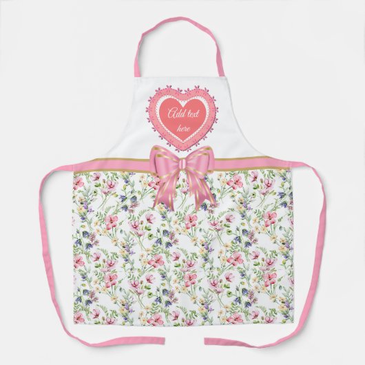 Tablier Élégant Motif d'aquarelle fleurie de printemps col (Recto)