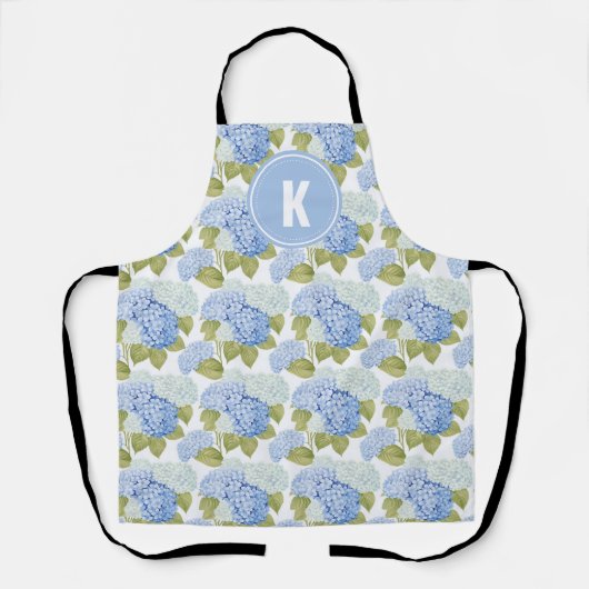Tablier Élégant Motif de fleurs d'hydragea bleu (Recto)
