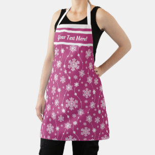 Tablier Élégant Motif de flocon rose et blanc d'hiver