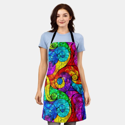 Tablier Élégant Motif en verre à fond arc-en-ciel (Porté)