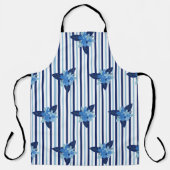 Tablier Élégant motif floral rayures Monochromatique bleu (Recto)