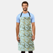 Tablier Élégant Motif Gold Green Leaf (Porté)