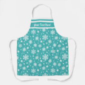 Tablier Élégant Motif Turquoise Blue Winter White Snowflak (Recto)
