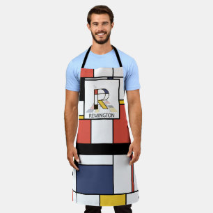 Tablier Élégant Neoplasticisme Style Monogramme. Lettre R