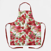 Tablier Élégant Noël de vacances Poinsettia Pine Cône (Recto)