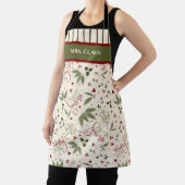 Tablier Élégant Noël Floral Joyeux Noël Nom (Insitu)