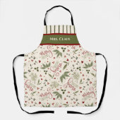 Tablier Élégant Noël Floral Joyeux Noël Nom (Recto)