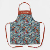 Tablier Élégant Noël Oiseau Motif de vacances d'hiver (Recto)