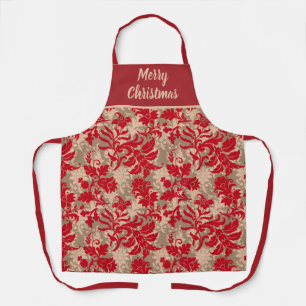 Tablier Élégant Noël personnalisé rouge floral