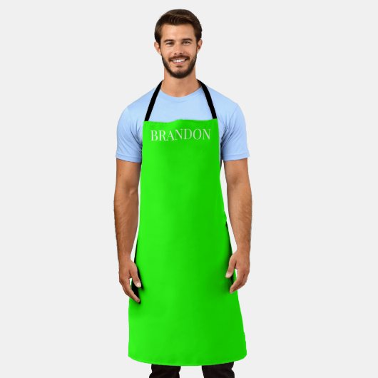 Tablier Elégant Nom Vert Homme Moderne Simple Chef (Porté)