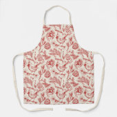 Tablier Elégant Oiseau cardinal rouge, pins et baies d'hiv (Recto)