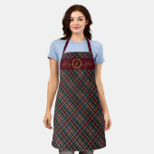 Tablier Élégant or Monogramme Plaid - Cranberry Blue Turqu (Porté)