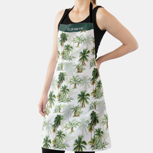 Tablier Élégant palmier de l'île Monogramme floral (Insitu)
