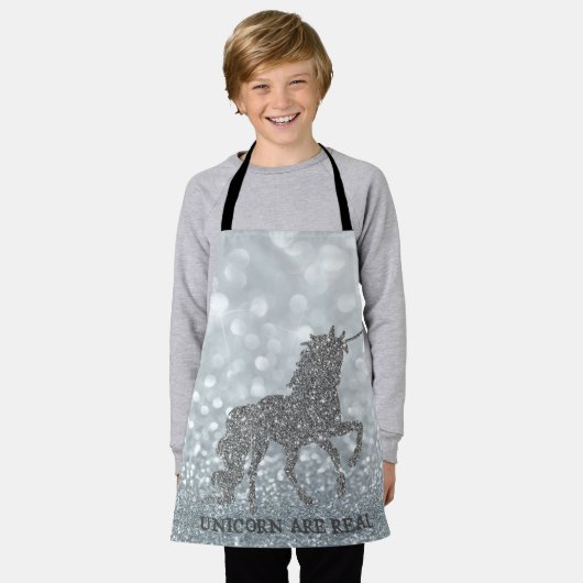Tablier Elegant Parties scintillant Argent Unicorn, Bokeh (Porté)