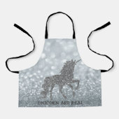 Tablier Elegant Parties scintillant Argent Unicorn, Bokeh (Recto)