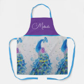 Tablier Elégant Peacock Aquarelle Peinture Bleue (Recto)