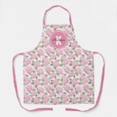 Tablier Elegant Pink Hydragea Flowers Pattern Monogram (Recto)