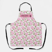 Tablier Elegant Pink Hydragea Flowers Pattern Monogram (Recto)