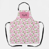 Tablier Elegant Pink Hydragea Flowers Pattern Name (Recto)