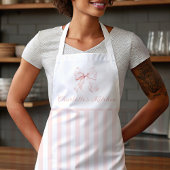 Tablier Elégant Pink Stripes Bow Apron