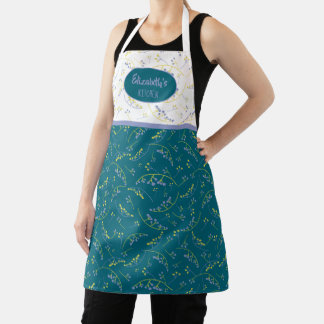 Tablier Elégant plaisir personnalisé turquoise motif de ba