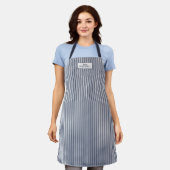 Tablier Élégant Rayure Bleu Marine Nom Classique (Porté)